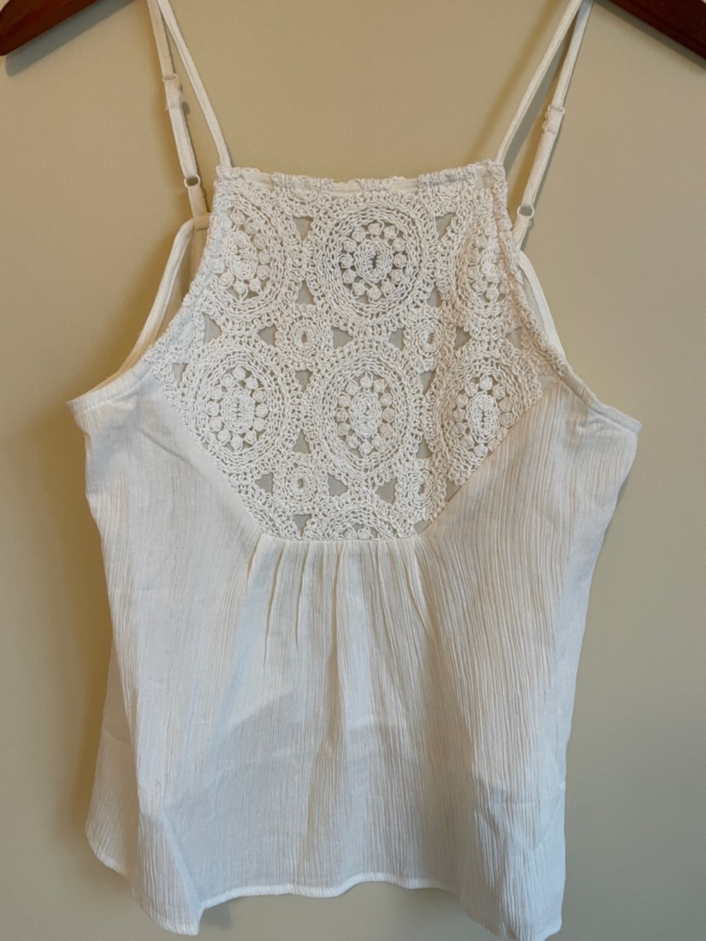 ASOS Cream Crochet Yoke Spaghetti Strap Tank